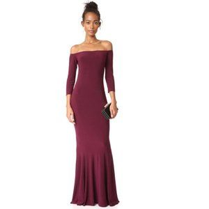 Plum colored Norma Kamali off the shoulder Fishtail gown XS NWT